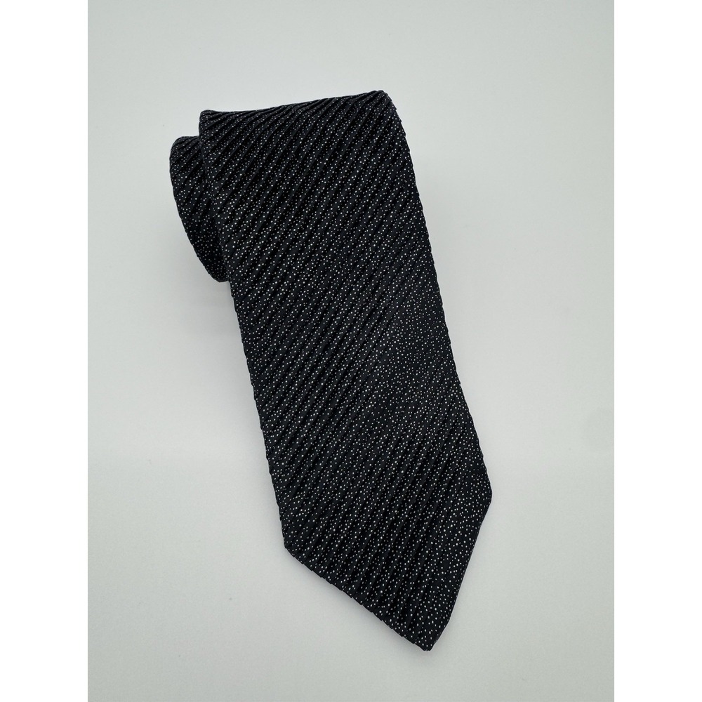 Victor Talbots Silk Tie Black White Polka Dot Made in Italy Luxury Necktie